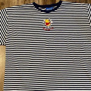 Vintage Winnie The Pooh Embroidered Striped Shirt Jerry Leigh Disney